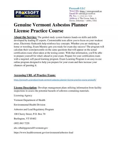 Genuine Vermont Asbestos Planner License Practice Course