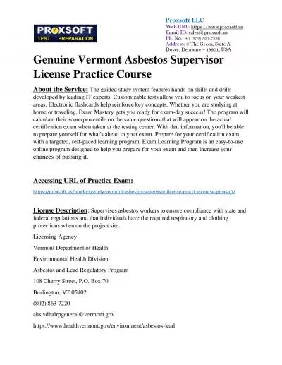 Genuine Vermont Asbestos Supervisor License Practice Course