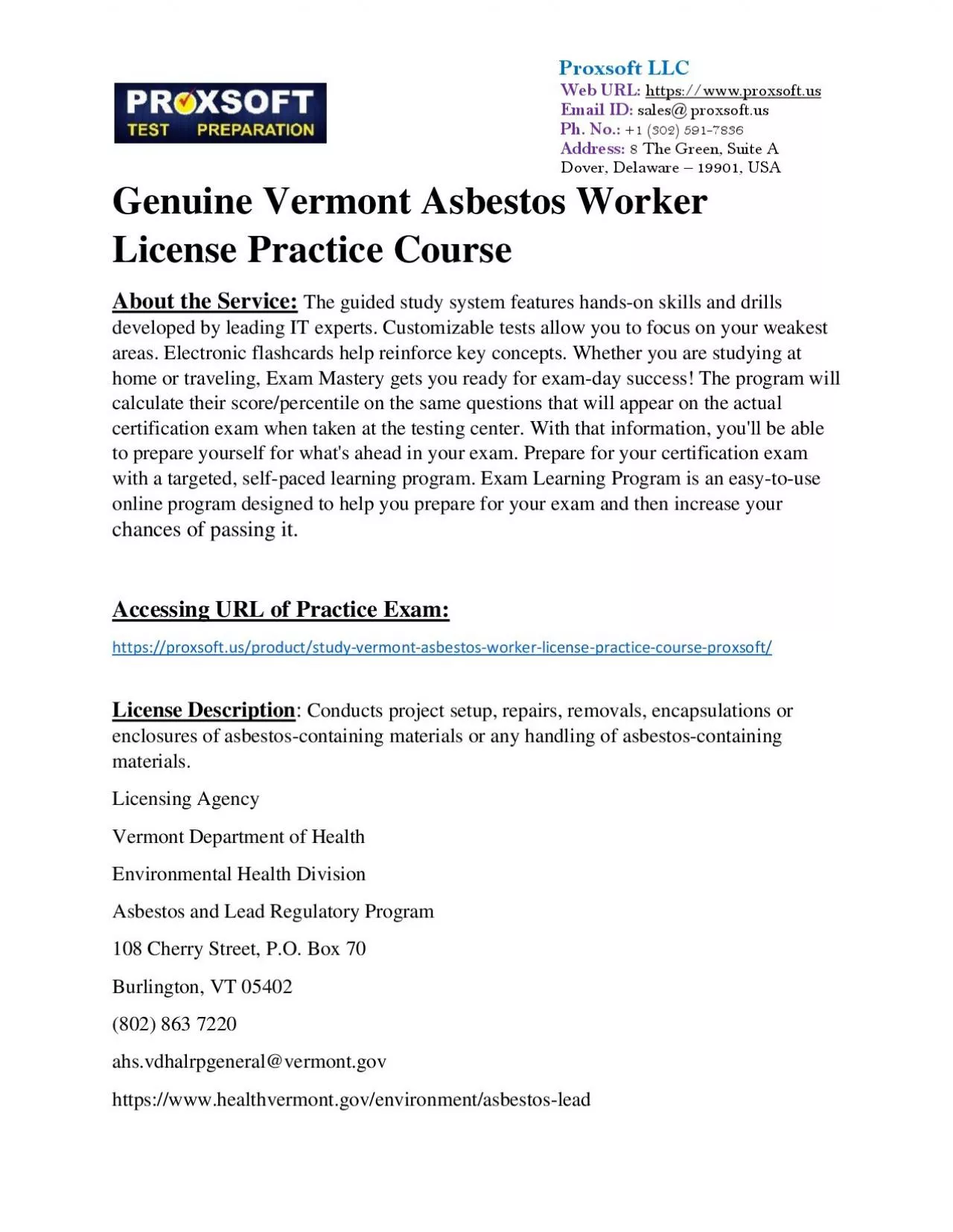 PDF-https://www.docslides.com/Nicky/genuine-vermont-asbestos-supervisor-license-practice-course