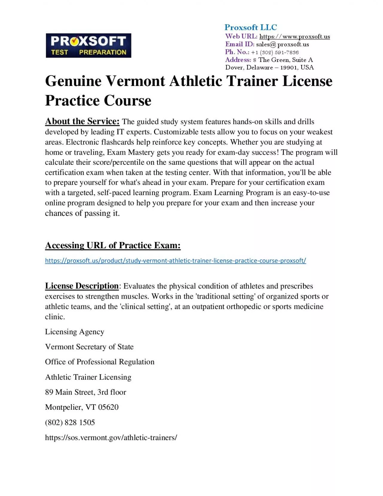 PDF-Genuine Vermont Athletic Trainer License Practice Course