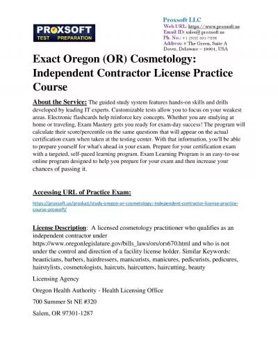 Exact Oregon (OR) Cosmetology: Independent Contractor License Practice Course