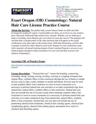 Exact Oregon (OR) Cosmetology: Natural Hair Care License Practice Course