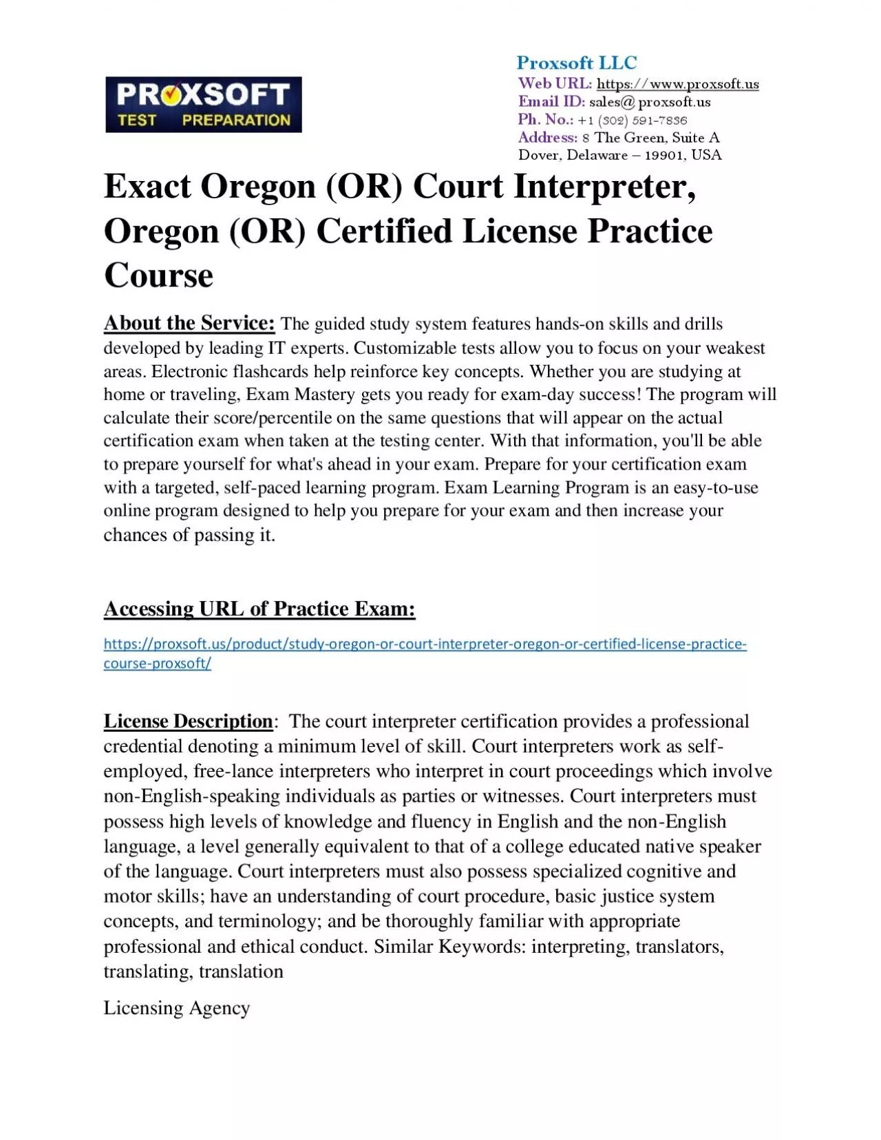 PDF-Exact Oregon (OR) Court Interpreter, Oregon (OR) Certified License Practice Course