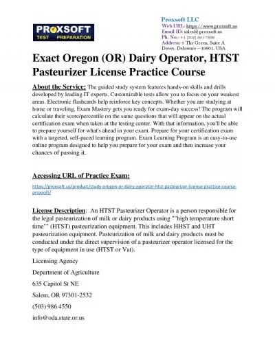 Exact Oregon (OR) Dairy Operator, HTST Pasteurizer License Practice Course