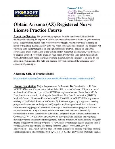 Obtain Arizona (AZ) Registered Nurse License Practice Course