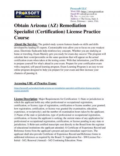 Obtain Arizona (AZ) Remediation Specialist (Certification) License Practice Course