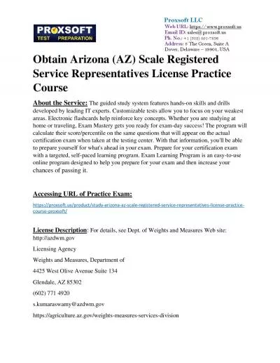 Obtain Arizona (AZ) Scale Registered Service Representatives License Practice Course