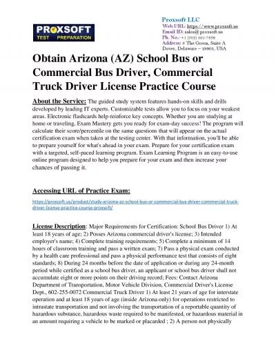 Obtain Arizona (AZ) School Bus or Commercial Bus Driver, Commercial Truck Driver License