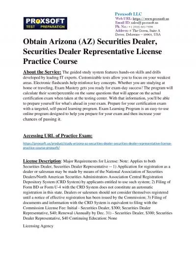 Obtain Arizona (AZ) Securities Dealer, Securities Dealer Representative License Practice