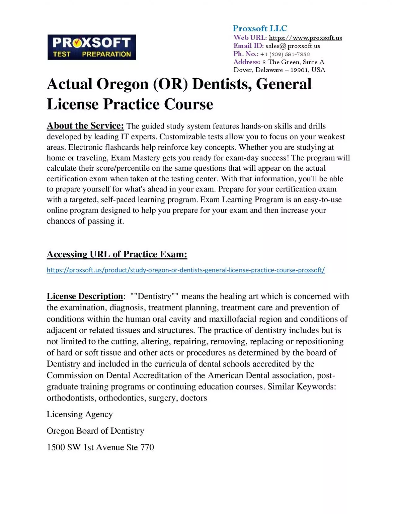 PDF-Actual Oregon (OR) Dentists, General License Practice Course