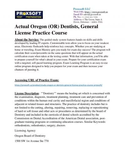 Actual Oregon (OR) Dentists, General License Practice Course