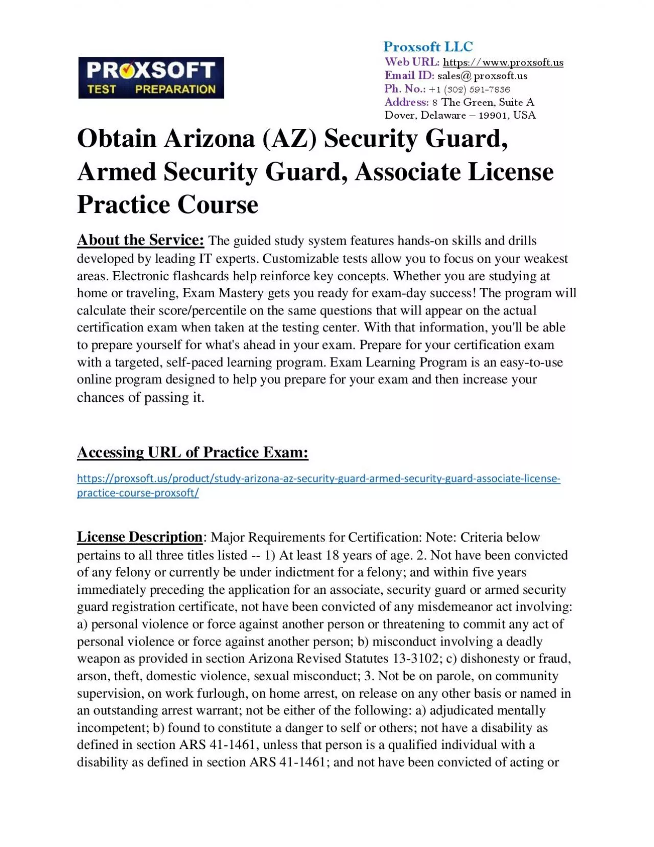 PDF-Obtain Arizona (AZ) Security Guard, Armed Security Guard, Associate License Practice Course