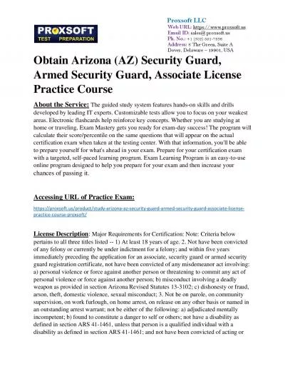 Obtain Arizona (AZ) Security Guard, Armed Security Guard, Associate License Practice Course