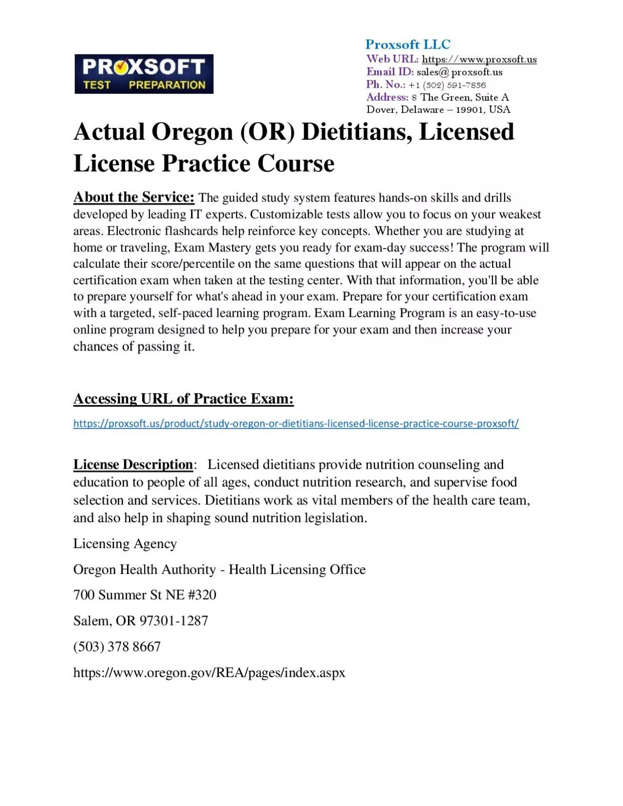 PDF-Actual Oregon (OR) Dietitians, Licensed License Practice Course