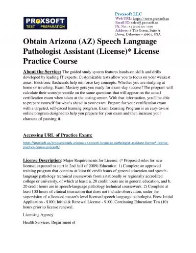 Obtain Arizona (AZ) Speech Language Pathologist Assistant (License)* License Practice Course
