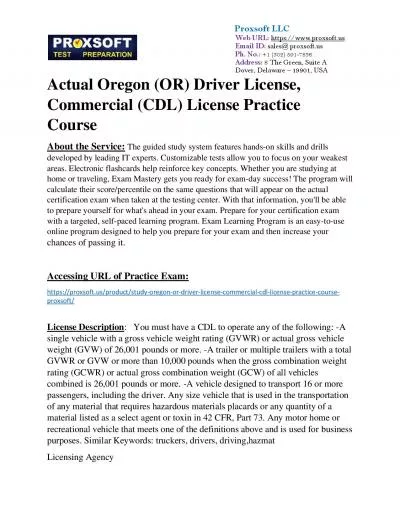 Actual Oregon (OR) Driver License, Commercial (CDL) License Practice Course