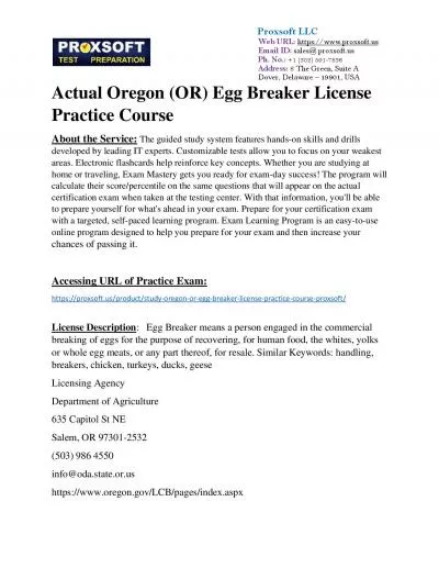 Actual Oregon (OR) Egg Breaker License Practice Course