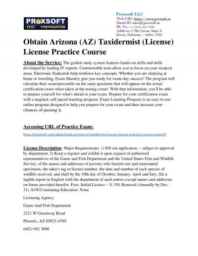 Obtain Arizona (AZ) Taxidermist (License) License Practice Course