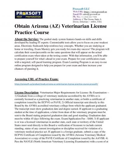 Obtain Arizona (AZ) Veterinarian License Practice Course