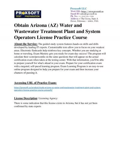 Obtain Arizona (AZ) Water and Wastewater Treatment Plant and System Operators License Practice Course