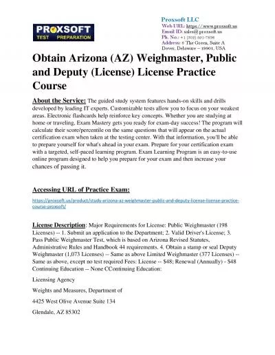 Obtain Arizona (AZ) Weighmaster, Public and Deputy (License) License Practice Course
