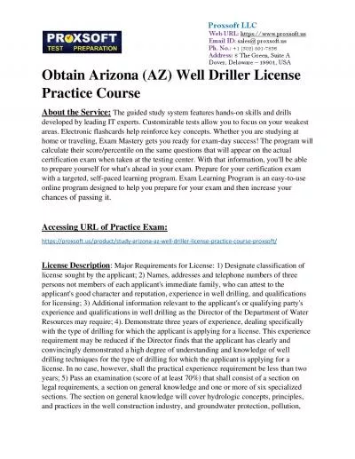 Obtain Arizona (AZ) Well Driller License Practice Course