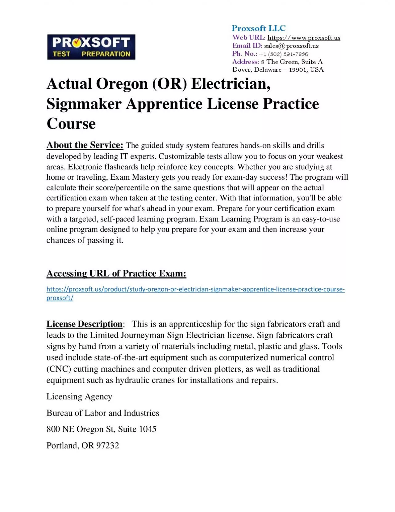 PDF-Actual Oregon (OR) Electrician, Signmaker Apprentice License Practice Course