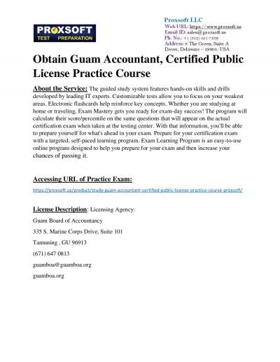 Obtain Guam Accountant, Certified Public License Practice Course
