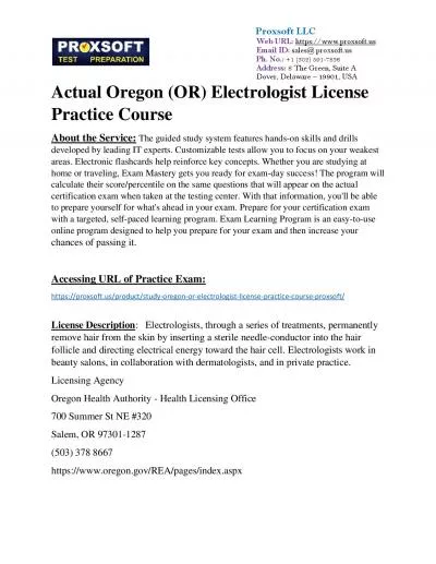 Actual Oregon (OR) Electrologist License Practice Course