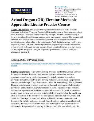Actual Oregon (OR) Elevator Mechanic Apprentice License Practice Course