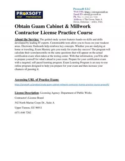 Obtain Guam Cabinet & Millwork Contractor License Practice Course