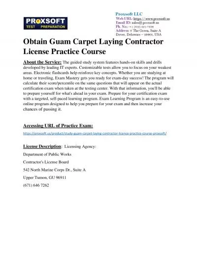 Obtain Guam Carpet Laying Contractor License Practice Course