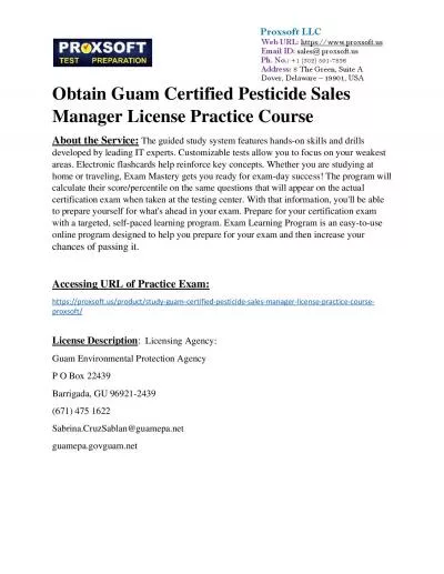 Obtain Guam Certified Pesticide Sales Manager License Practice Course