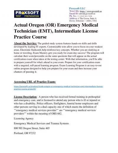 Actual Oregon (OR) Emergency Medical Technician (EMT), Intermediate License Practice Course