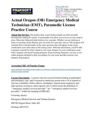 Actual Oregon (OR) Emergency Medical Technician (EMT), Paramedic License Practice Course