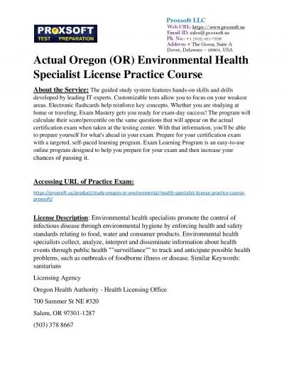 Actual Oregon (OR) Environmental Health Specialist License Practice Course