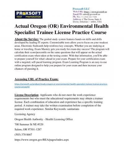 Actual Oregon (OR) Environmental Health Specialist Trainee License Practice Course