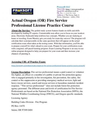 Actual Oregon (OR) Fire Service Professional License Practice Course