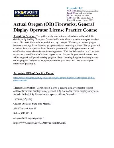 Actual Oregon (OR) Fireworks, General Display Operator License Practice Course