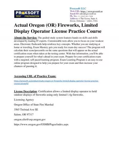 Actual Oregon (OR) Fireworks, Limited Display Operator License Practice Course