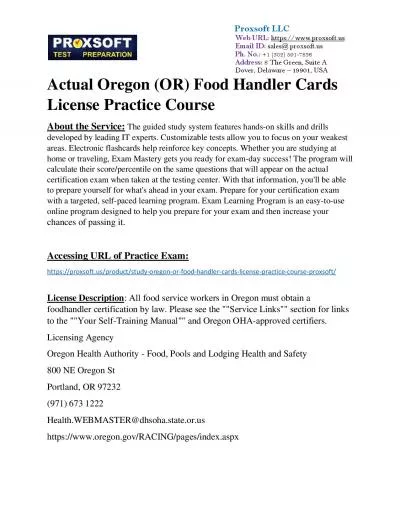 Actual Oregon (OR) Food Handler Cards License Practice Course