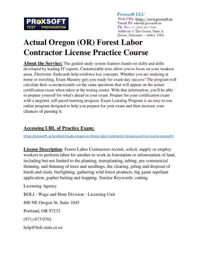 Actual Oregon (OR) Forest Labor Contractor License Practice Course