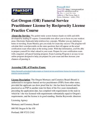 Get Oregon (OR) Funeral Service Practitioner License by Reciprocity License Practice Course
