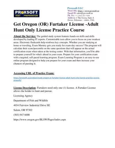 Get Oregon (OR) Furtaker License -Adult Hunt Only License Practice Course