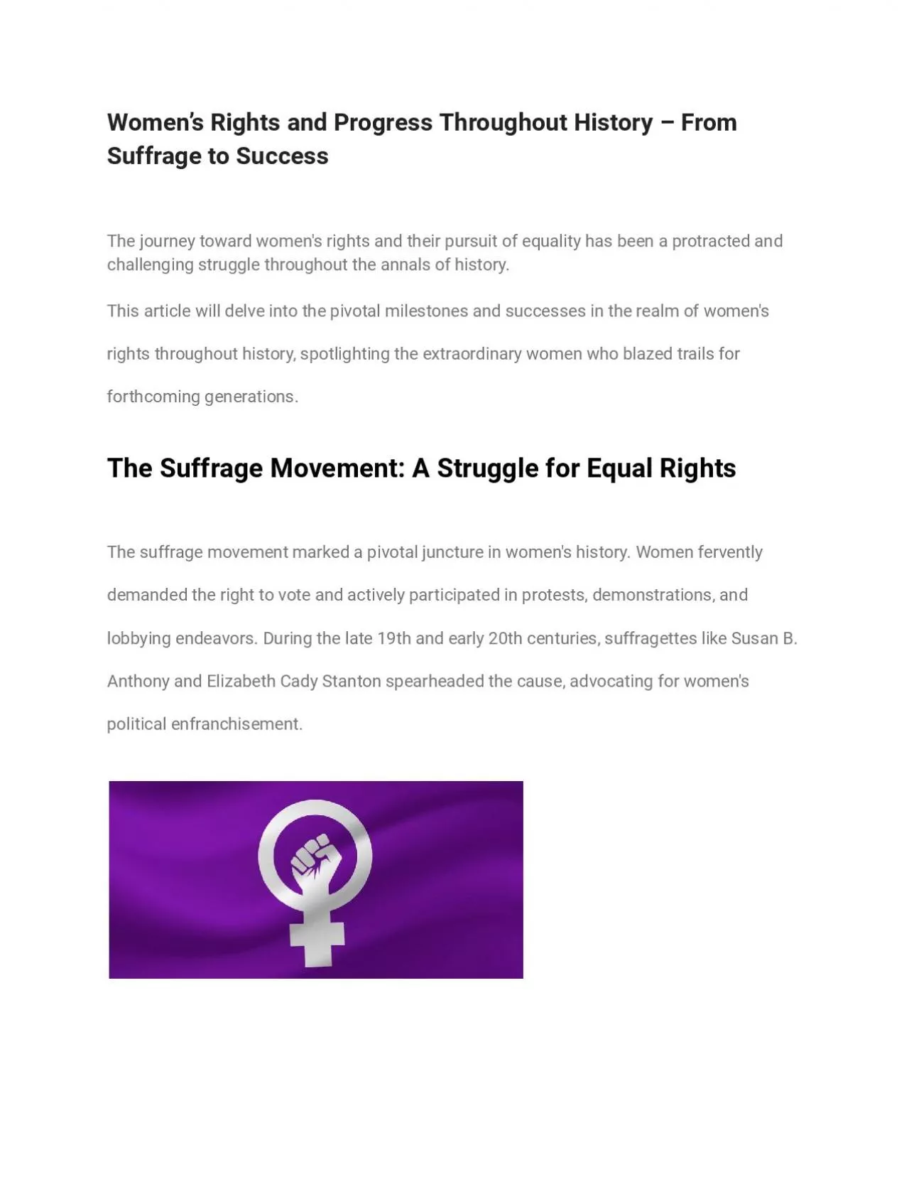 PDF-Women’s Rights and Progress Throughout History – From Suffrage to Success