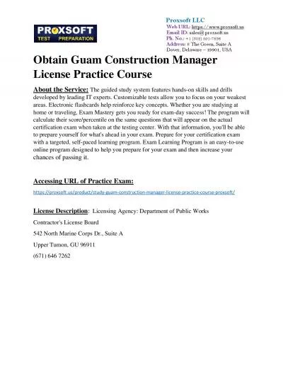 Obtain Guam Construction Manager License Practice Course
