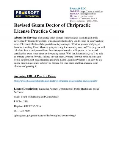Revised Guam Doctor of Chripractic License Practice Course