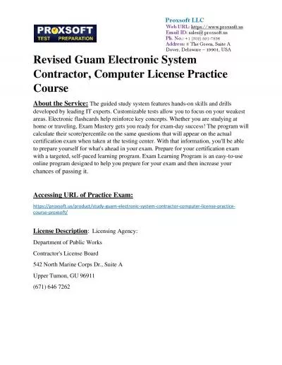 Revised Guam Electronic System Contractor, Computer License Practice Course