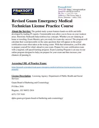 Revised Guam Emergency Medical Technician License Practice Course
