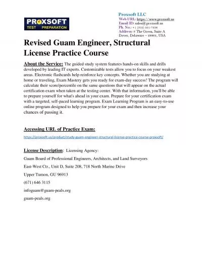 Revised Guam Engineer, Structural License Practice Course